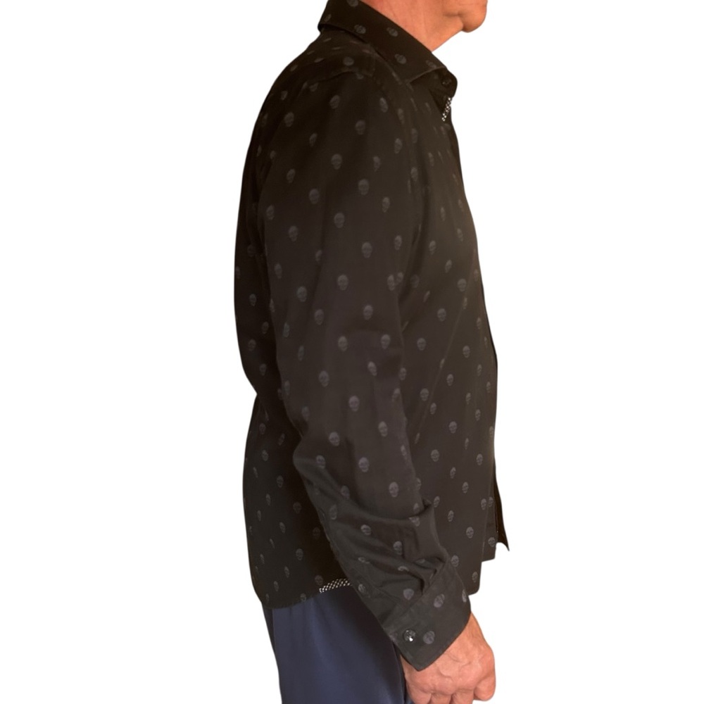 Robert Graham mens skull Pattern button up black Shirt Size 2XL Taylored fit fun - Picture 12 of 16